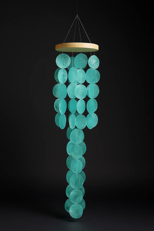 Home Decor Wind Chimes for Outside, Handcrafted Blue Gradient Shells
